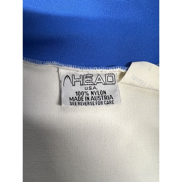 Vintage 70s 80s Head Striped Full Zip Warmup Track‎ Jacket Size XL Zip Pocket - Picture 5 of 9